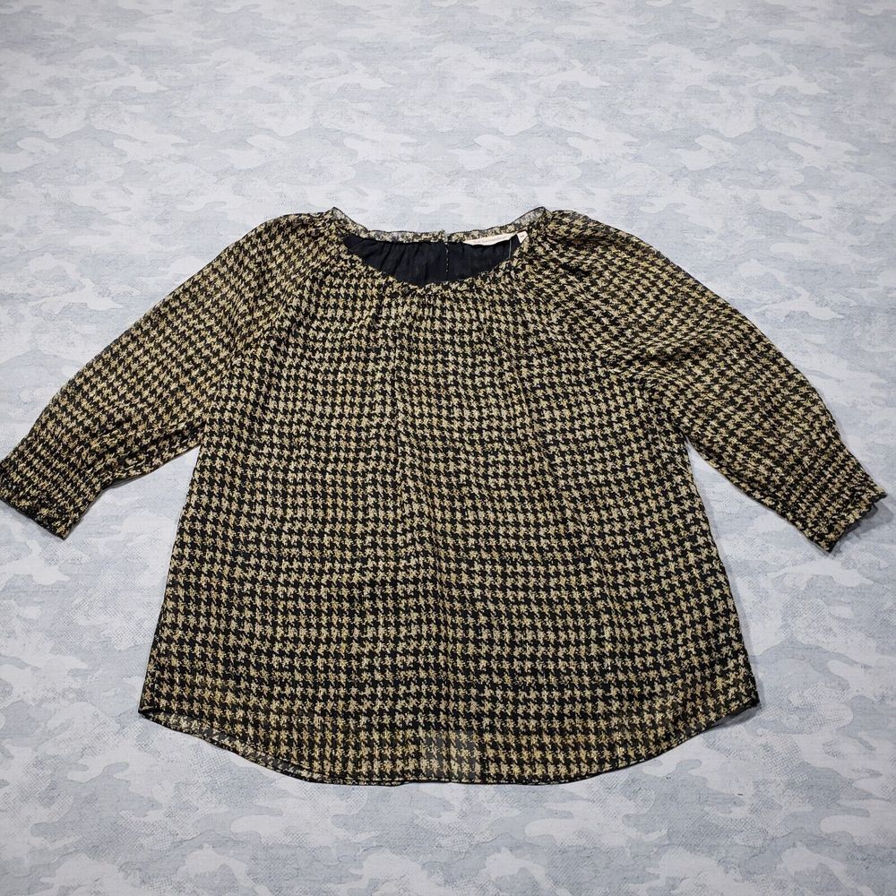 Soft Surroundings Black and Tan Tunic with gold thread